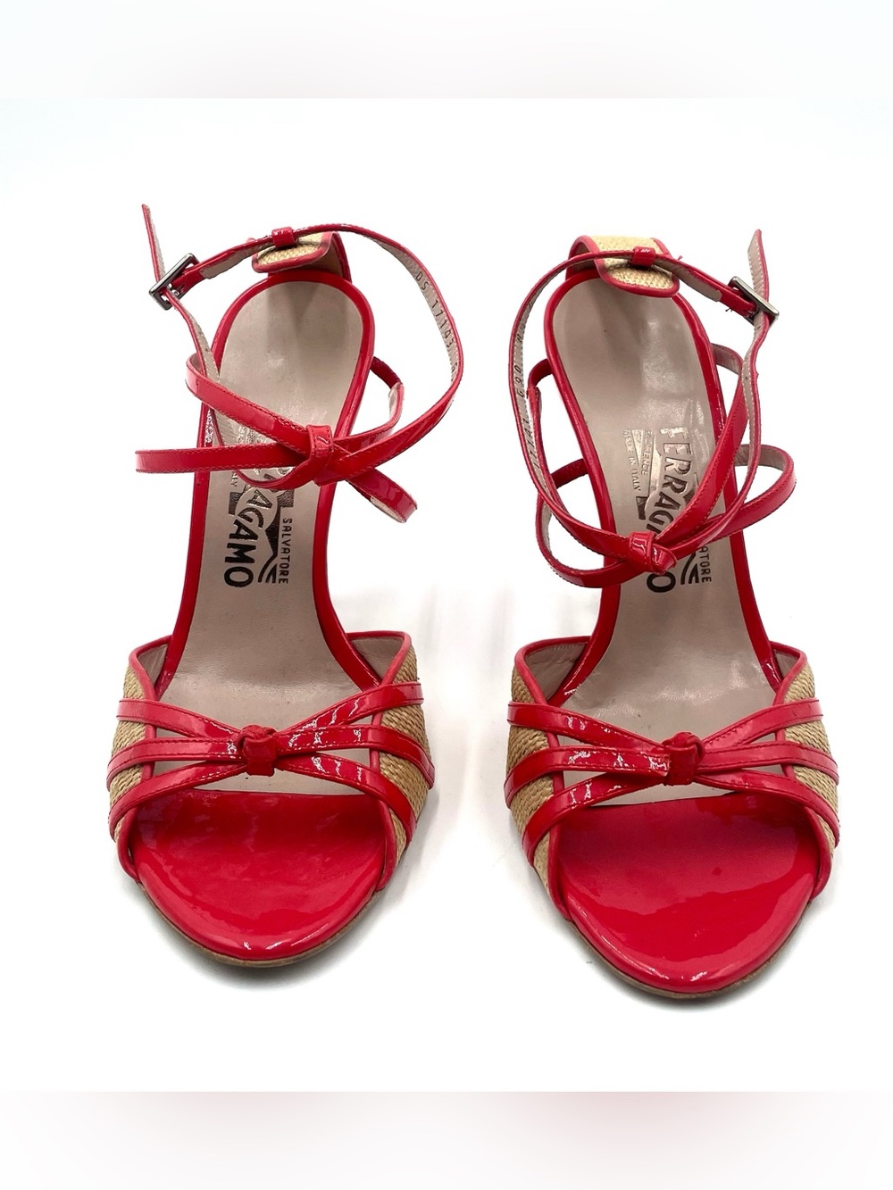Vintage Salvatore Ferragamo Orange Strappy Heels Size 8.5